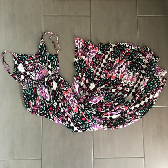 NWOT Raga Backless / Low Back Sleeveless Multi-Colored Maxi Dress - Picture 2 of 6